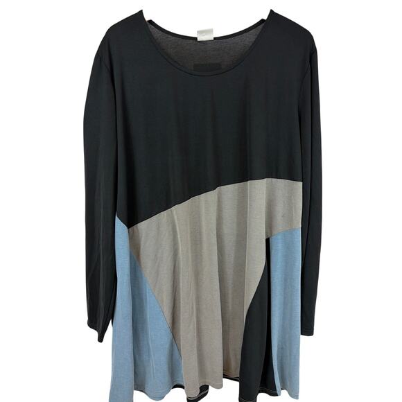 Et' Lois Tops - NWT Et Lois USA Made Black Gray Blue Scoop Neck Long Sleeve Tunic Top Size 2X